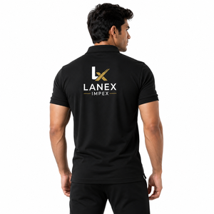 เสื้อโปโลสีดำปักโลโก้ตามสั่งสำหรับผู้ชาย |   เสื้อโปโลยูนิฟอร์มบริษัท โพลีเอสเตอร์พรีเมียม |   เสื้อโปโลสำหรับกอล์ฟและชุดทำงาน ระบายอากาศได้ดี แห้งเร็ว - Product Image 4