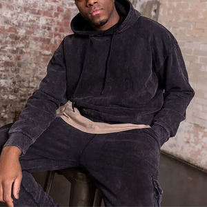 Ensemble de survêtement personnalisé pour homme, effet délavé, sweat à capuche et pantalon de jogging, 100% coton, streetwear, respirant, OEM - Product Image 2