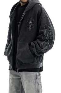Sudadera con capucha y cremallera para hombre y mujer, de algodón y forro polar, informal, con logo personalizado, estilo urbano. - Product Image 5