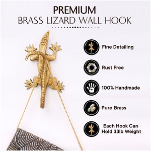 Wholesale Handmade Golden Lizard <b>Wall</b> <b>Hook</b> Design Vintage Metal Animal Decorative <b>Hook</b> For <b>Keys</b> and Coat - Product Image 5