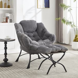 Fauteuil de salon moderne rembourré avec accoudoirs, fauteuil inclinable et ottoman, chaise longue moderne pour la lecture et la détente - Product Image 1