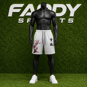 Shorts de survêtement pour hommes en molleton 100% coton épais avec logo personnalisé, imprimé graphique japonais, coupe oversize, style streetwear et décontracté pour la gym - Product Image 2