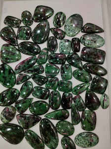 100% calidad Natural rubí zoisita piedra preciosa 100% piedra preciosa suelta natural rubí cabujón trasero plano para hacer joyería hecha a mano - Product Image 2