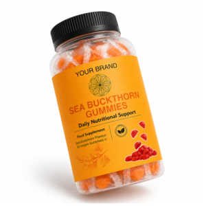 Premium Sea Buckthorn Gummies Natural Fruit Blend Soft <b>Chewy</b> Texture Sealed Container Dietary Supplement - Product Image 4