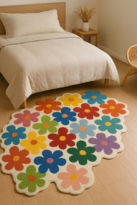high quality rug premium quality soft wool multicolor flower orregular shape unique <b>carpet</b> for picnic - Product Image 3
