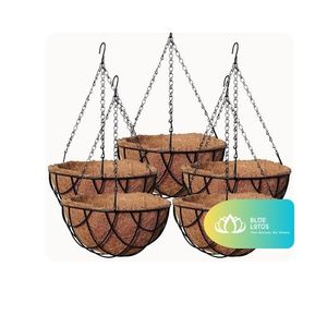 Pot de fleurs en fibre de coco naturelle BLUE LOTUS pour jardinage, écologique, sculpté à la main, durable, options multi-tailles, Vietnam - Product Image 1