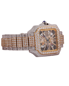Luxury Men's Stainless Steel Moissanite <b>Watch</b> Square <b>Case</b> ETA Mechanical Movement Analog Roman Numeral Deployment Clasp 40mm - Product Image 1