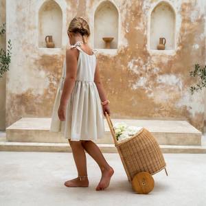 Cesta con ruedas para bebé, maleta con ruedas, cesta de almacenamiento, carrito rodante de ratán, accesorio para guardería - Product Image 5