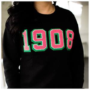 Sweat-shirt à col rond vert pour femme avec logo brodé en chenille sur le devant, fabricant de vêtements personnalisés, Alpha <span class=keywords><strong>Kappa</strong></span> Alpha 1908 - Product Image 5