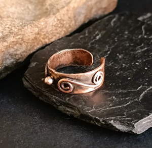Premium Wholesale Hand Forged Pure Copper Open Cuff <b>Ring</b> <b>Magnetic</b> Health Relief Jewelry Double Spiral Wave Swirl Pattern - Product Image 2