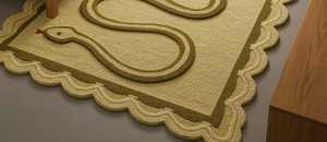 Modern golden snake design Hand Tufted Wool Area Rug Custom Home Decor Picnic Latex Backing High Pile <b>Pet</b> Friendly - Product Image 6