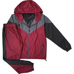 Custom Unisex Red Hooded Streetwear Tracksuit Jacket with Zipper Pocket Lightweight Cotton Solid Casual Winter Wear - Product Image 1