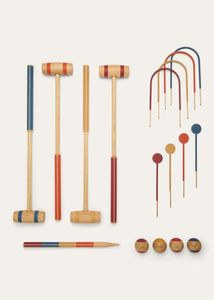 Ensemble de croquet en bois, jeu de jardin en plein air, kit d'accessoires sportifs colorés pour pelouse, fête de famille - Product Image 1