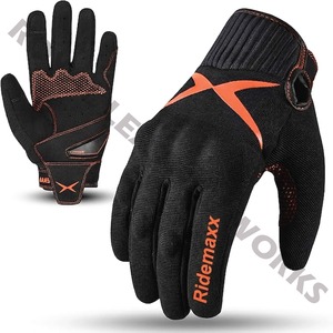 Gants de moto RIDEMAXX style vintage rétro, respirants en polyester/coton et cuir, antidérapants, décontractés, pour hommes et femmes - Product Image 4