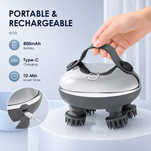 Masseur de cuir chevelu imperméable IPX7, 3 modes, rechargeable, lumière rouge, masseur de cuir chevelu électrique portable - Product Image 5