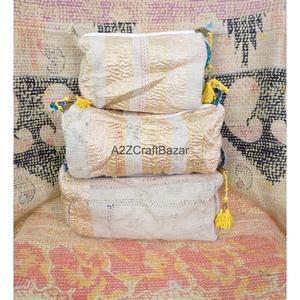 100% Pure Cotton Kantha Fabric Tassel Zipper Closure Soft Handle Fashion Style Eco-Friendly Durable Lightweight <b>Case</b> - Product Image 2