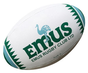 Ballon de rugby promotionnel en caoutchouc synthétique durable, entièrement personnalisable avec logo, idéal pour les événements d'entreprise et la promotion sportive - Product Image 1