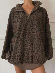 Women's New Fashion Loose Comfortable Long Sleeve <b>Leopard</b> <b>Print</b> <b>Hoodie</b> Casual Vintage Winter/Autumn Everyday Street Use - Product Image 3