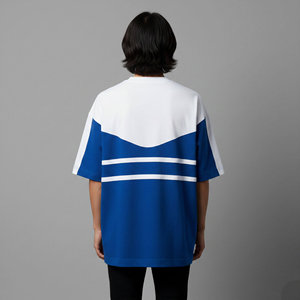 Camiseta de Cuello Redondo para Hombre, Manga Corta, Corte Regular, con Ribete en Contraste, Estilo Casual, Azul y Blanco, 100% Algodón, Secado Rápido, Logotipo Personalizado - Product Image 2