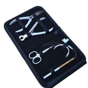 Kit d'installation professionnel d'extensions capillaires de haute qualité avec pince à kératine, coupe-perles, pince à sertir et outil de bouclage pour le coiffage - Product Image 1