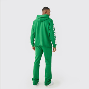 Conjunto Deportivo de Sudadera con Capucha y Pantalones Jogger de Algodón Verde, Estampado, Estilo Urbano, para Hombre, Otoño, con Bolsillos Laterales, Corte Regular, en Oferta - Product Image 2