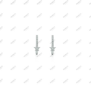 Boucles d'oreilles clous en argent 925 rhodié entièrement serties de diamants Moissanite pour fiançailles, mariage, anniversaire et cadeaux de fête - Product Image 3