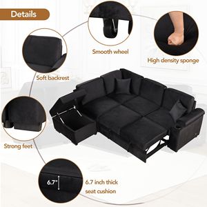 Divano Letto Estraibile 2-in-1 da 84 Pollici a Forma di L con Pouf Contenitore per Camera da Letto o Soggiorno, Ideale per Piccoli Appartamenti - Product Image 5