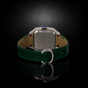 Reloj de Lujo de Alta Calidad con Esfera Cuadrada de Cuarzo Moissanite, Esfera Arcoíris con Números, Correa de Cuero para Hombre, Joyería de Moda para Exportación - Product Image 3