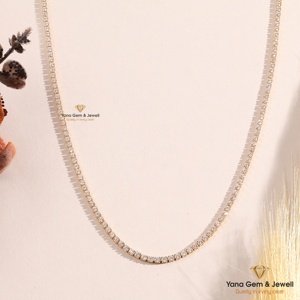 Collar de Cadena de Tenis Clásico para Mujer, Uso Diario, Forma Redonda, 6 TCW, Diamante CVD Cultivado en Laboratorio, Oro Sólido de 14k, Color D-E-F, Claridad VVS-VS - Product Image 3