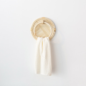 Porte-serviettes en bois, prix bas, anneau à serviettes, support en rotin naturel, accessoires de décoration de salle de bain - Product Image 3