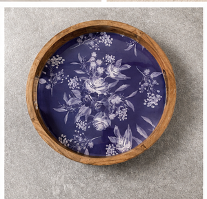 Bandeja de Servir de Madera con Decoración Floral Esmaltada, Plato Decorativo Personalizable para Cocina, Exhibición de Postres, 2 Piezas, Ligero, para Mesa de Comedor - Product Image 2