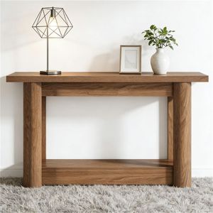 Mesa Consola de Estilo Rústico de Doble Capa con Diseño Multifuncional para Entrada y Uso junto al Sofá - Product Image 2