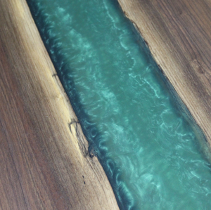 Mesa de Arte en Resina de Nogal Negro Popular, Mesa Ovalada de Madera Maciza con Resina Epoxi para Sala de Estar y Comedor - Product Image 2