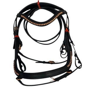Brida de Cuero Negro Premium Personalizable con Cristales y Pedrería para Doma Clásica, Equipo Ecuestre, Venta al por Mayor Personalizada - Product Image 3