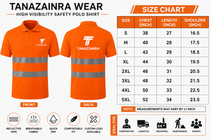 Tanazainra High Visibility Reflective Safety <b>Polo</b> Shirt Custom Hi Vis Reflective Workwear <b>Polo</b> Shirt <b>Orange</b> Reflective Safety - Product Image 3