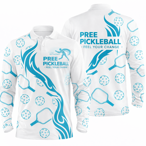 Pickleball Custom sublimation <b>athletic</b> Polo Shirt summer quick dry moisture wicking Stretch Fabric Long Sleeve sportswear OEM - Product Image 1