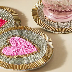Handmade Beaded Heart Coaster Romantic Drink <b>Mat</b> <b>Table</b> Decoration - Product Image 1