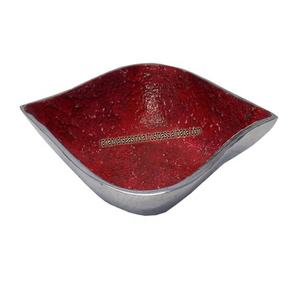 Bol de service en métal aluminium fait main de style moderne en émail marron pour les fruits, les noix et les bonbons. - Product Image 1