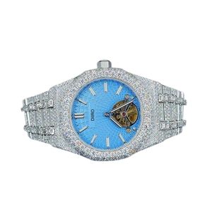 Montre mécanique vintage de luxe en acier inoxydable avec cadran bleu, verre cristal, boîtier rond, design unisexe - Product Image 1