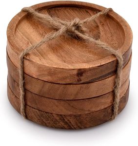 Posavasos Cuadrado Clásico de Madera de Acacia Hecho a Mano para Vasos y Protección de Mesa, Apto para Cualquier Tipo de Mesa - Product Image 1