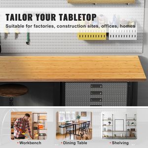 Superficie per Scrivania in Bambù 180,5 cm x 73,7 cm, Spessore 3,8 cm, Supporta 150 kg, Telaio Regolabile Elettricamente, Uso per Supermercati - Product Image 6