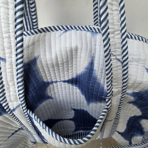 Bolso tote de tela de algodón bohemio acolchado hecho a mano de primera calidad con cierre de cremallera para compras - Product Image 5