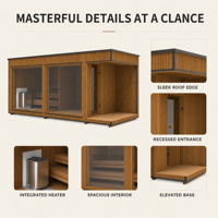 Cabine de sauna électrique moderne modulaire d'extérieur Ploutara en cèdre, verre trempé, dimensions personnalisées pour villa, hôtel, complexe hôtelier, bien-être