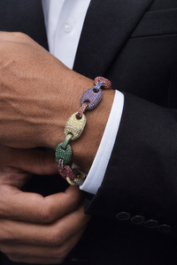 Luxury 14KT 10KT Silver 925 <b>Rainbow</b> Diamond Link Bracelet 10CT Color Premium Multi Color Designer Statement Jewelry Piece - Product Image 5