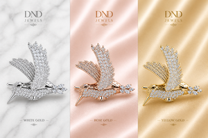 Broche de Pájaro con Diamantes en Oro Blanco |   Pin de lujo con diseño de pájaro en vuelo - Product Image 2