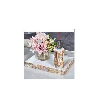 Luxury Handmade White Bone Inlay Bathroom Accessories <b>Set</b> <b>Soap</b> Dispenser Toothbrush Holder Tumbler Dish Tray Hotel Home Decor - Product Image 4