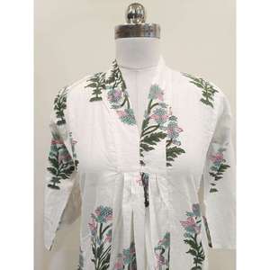 Robe longue en coton imprimé pour femme, manches 3/4, robe d'été bleue à fleurs, coupe ample, style bohème, fournisseur - Product Image 2