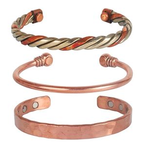 OEM Custom Handmade Copper Bangle Set 3 Designs Tri-Tone <b>Rope</b> & Layered Metal Therapy <b>Bracelets</b> in Gift Packaging Metal Crafts - Product Image 6