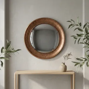 Wooden Round <b>Mirror</b> Frame Rustic Natural Wood <b>Wall</b> Mounted Decorative <b>Mirror</b> <b>for</b> Bedroom <b>Bathroom</b> Living Room - Product Image 3