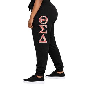 Delta Sigma Theta Black <b>Sequins</b> Patch Sweatpants for Women Comfortable Fit Premium Fabric Greek Sorority Apparel Casual Wear - Product Image 3